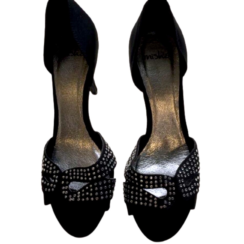 Misha Black High Heels with Rhinestone